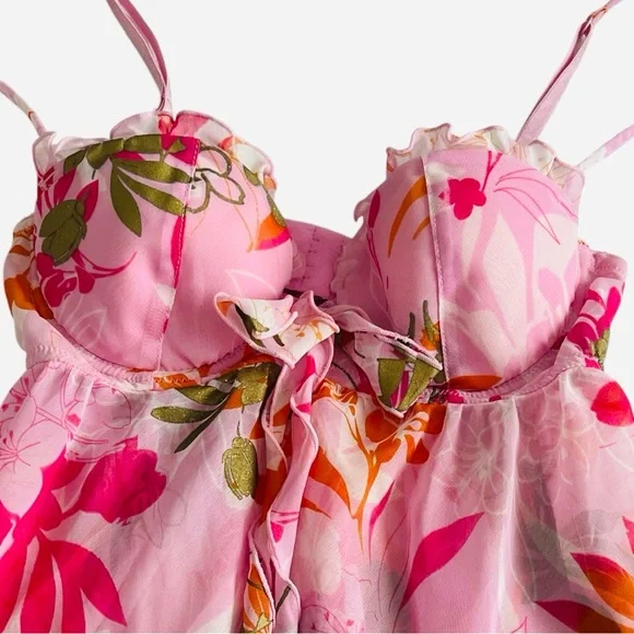 013 LA SENZA Pink and Green Floral Slip - Picture 4 of 8